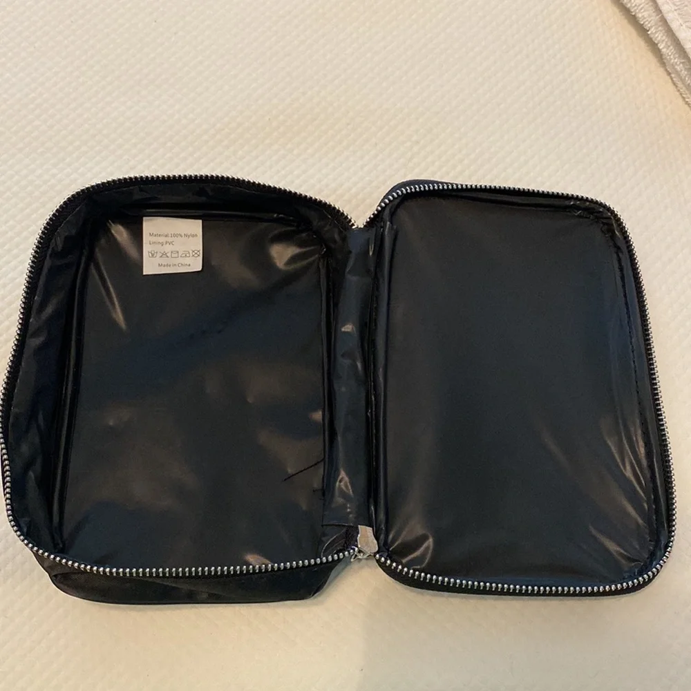 Bluemercury Black Nylon Cosmetic Makeup Jewelry Travel Zippered Pouch Bag